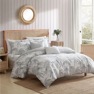 Tommy Bahama Kayo Grey Cotton Reversible 5 Piece Duvet Cover Set